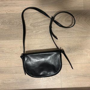 Banana Republic Italian Leather Structured Half-Moon Crossbody Black